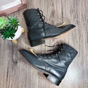 *Acme |  Vintage 'Deerly Racer' Kiltie Lace Up Ankle Boots In Dark Grey Size 7.5